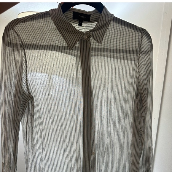 THEORY STRIPE SHIRT ORGANIC COTTON - Picture 3 of 5